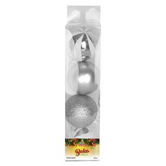 Bola tb circus 8cm 4pcs prata                cx:024