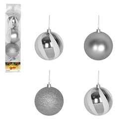 Bola tb circus 8cm 4pcs prata                cx:024