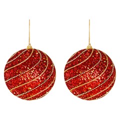 Bola tb glitter royale 10cm 2pcs vermelho      cx:00012