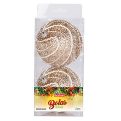 Bola tb glitter royale 10cm 2pcs champanhe     cx:00012