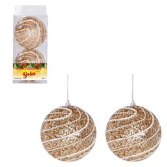 Bola tb glitter royale 10cm 2pcs champanhe     cx:00012