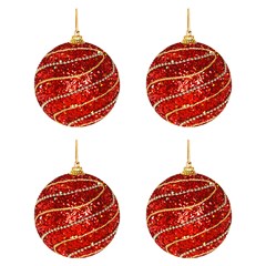 Bola tb glitter royale 8cm 4pcs vermelho       cx:00024