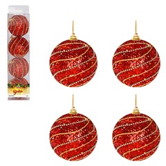 Bola tb glitter royale 8cm 4pcs vermelho       cx:00024
