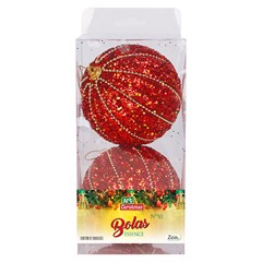 Bola tb glitter essence 10cm 2pcs vermelho      cx:012