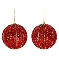 Bola tb glitter essence 10cm 2pcs vermelho      cx:012