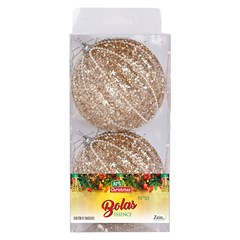 Bola tb glitter essence 10cm 2pcs champanhe     cx:012