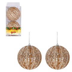 Bola tb glitter essence 10cm 2pcs champanhe     cx:012