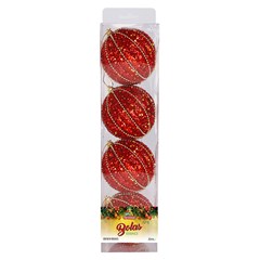 Bola tb glitter essence 8cm 4pcs vermelho   cx:024