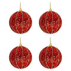 Bola tb glitter essence 8cm 4pcs vermelho   cx:024