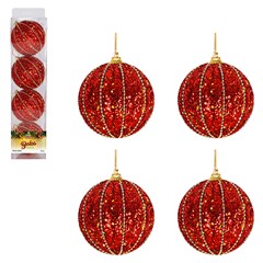 Bola tb glitter essence 8cm 4pcs vermelho   cx:024