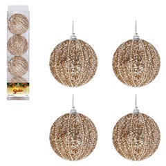 Bola tb glitter essence 8cm 4pcs champanhe      cx:024