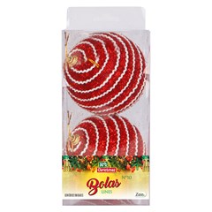 Bola tb glitter lines 10cm 2pcs vermelho       cx:012