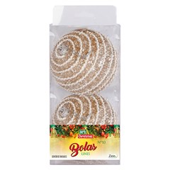 Bola tb glitter lines 10cm 2pcs champanhe     cx:012
