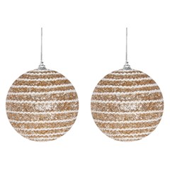 Bola tb glitter lines 10cm 2pcs champanhe     cx:012