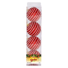 Bola tb glitter lines 8cm 4pcs vermelho         cx:024