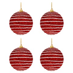 Bola tb glitter lines 8cm 4pcs vermelho         cx:024