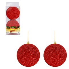 Bola tb glitter glow 10cm 2pcs vermelho        cx:012