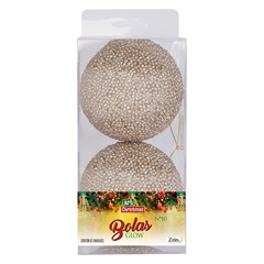 Bola tb glitter glow 10cm 2pcs champanhe      cx:012
