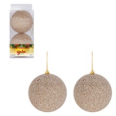 Bola tb glitter glow 10cm 2pcs champanhe      cx:012