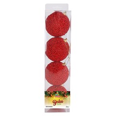 Bola tb glitter glow 8cm 4pcs vermelho    cx:024