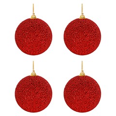 Bola tb glitter glow 8cm 4pcs vermelho    cx:024