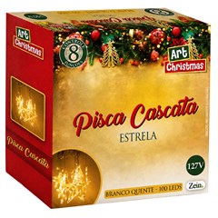 Pisca cascata estrela 100led bco quente 3m 127v 8f  cx:006
