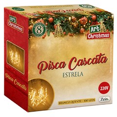 Pisca cascata estrela 100led bco quente 3m 220v 8f   cx:006