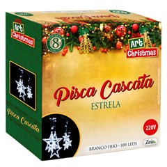Pisca cascata estrela 100led bco frio 3m 220v 8f  cx:006