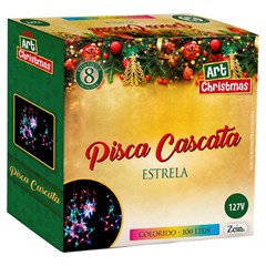 Pisca cascata estrela 100led color 3m 127v 8f   cx:006