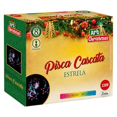 Pisca cascata estrela 100led color 3m 220v 8f  cx:006