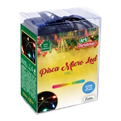 Pisca fixo micro led 50led color 5m a pilha