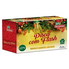 Pisca 100led c/flash (strobo) bco quente 10m 127v  cx:025