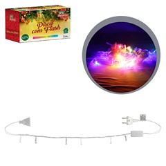 Pisca 100led c/flash (strobo) color 10m 127v cx:025