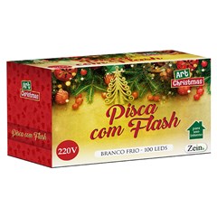 Pisca 100led c/flash (strobo) bco frio 10m 220v  cx:025