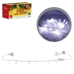 Pisca 100led c/flash (strobo) bco frio 10m 220v  cx:025