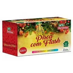 Pisca 100led c/flash (strobo) color 10m 220v  cx:025