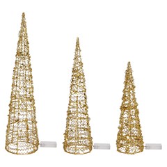 Arvore cone iluminada rustica glow c/3pcs bco quente      cx:003