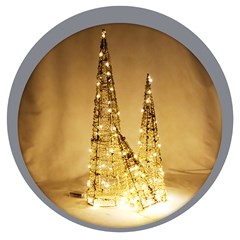 Arvore cone iluminada rustica glow c/3pcs bco quente      cx:003