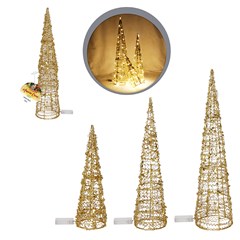 Arvore cone iluminada rustica glow c/3pcs bco quente      cx:003