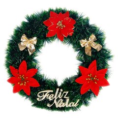Guirlanda decorada verde feliz natal 30cm          cx:0036