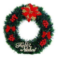 Guirlanda decorada verde feliz natal 30cm          cx:0036
