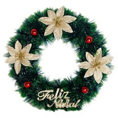 Guirlanda decorada verde feliz natal 30cm          cx:0036