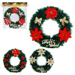 Guirlanda decorada verde feliz natal 30cm          cx:0036