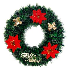Guirlanda decorada verde feliz natal 38cm          cx:0024