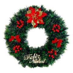 Guirlanda decorada verde feliz natal 38cm          cx:0024