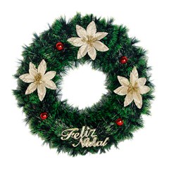 Guirlanda decorada verde feliz natal 38cm          cx:0024