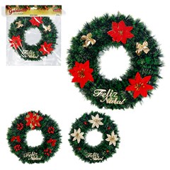 Guirlanda decorada verde feliz natal 38cm          cx:0024