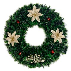 Guirlanda decorada verde feliz natal 45cm          cx:0024