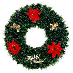 Guirlanda decorada verde feliz natal 45cm          cx:0024