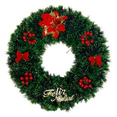 Guirlanda decorada verde feliz natal 45cm          cx:0024